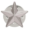 3D silver star school achievement badge with polished metal finish and butterfly clutch fastening.