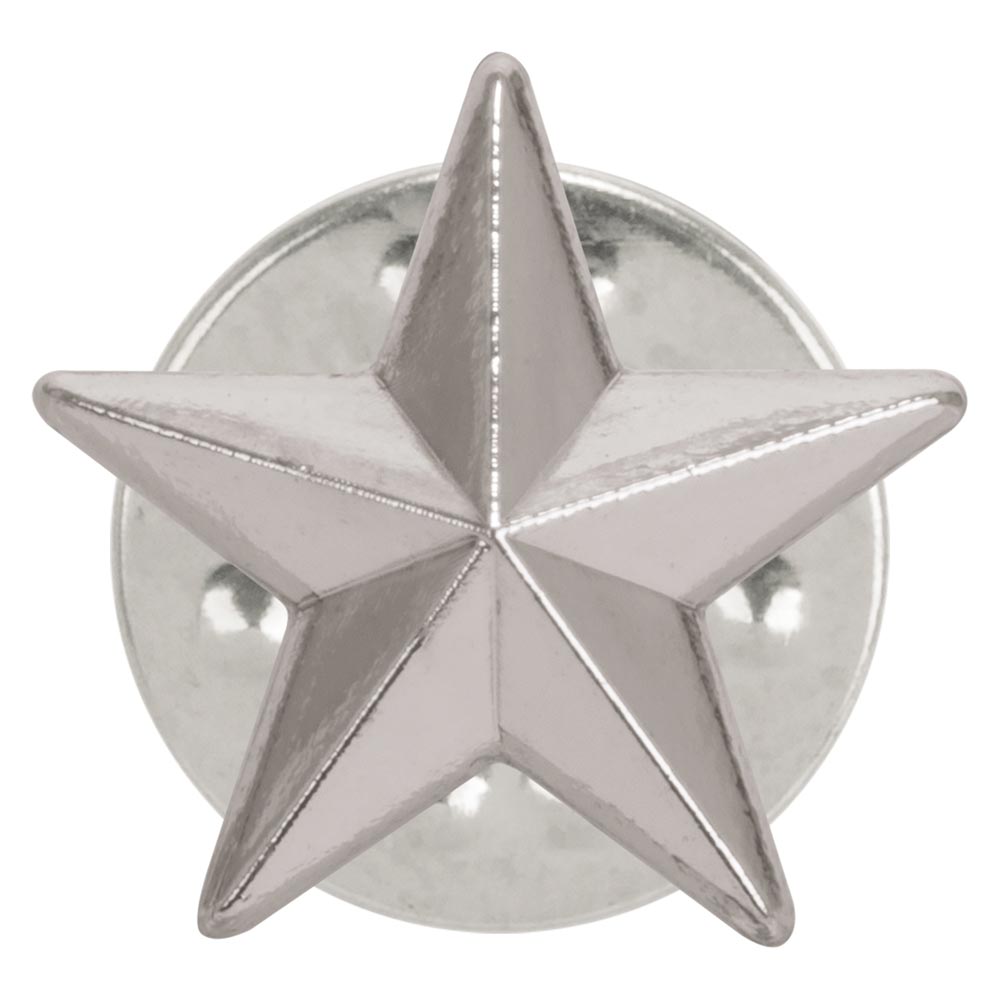 3D silver star school achievement badge with polished metal finish and butterfly clutch fastening.
