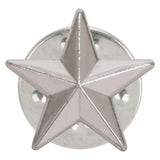 3D silver star school achievement badge with polished metal finish and butterfly clutch fastening.