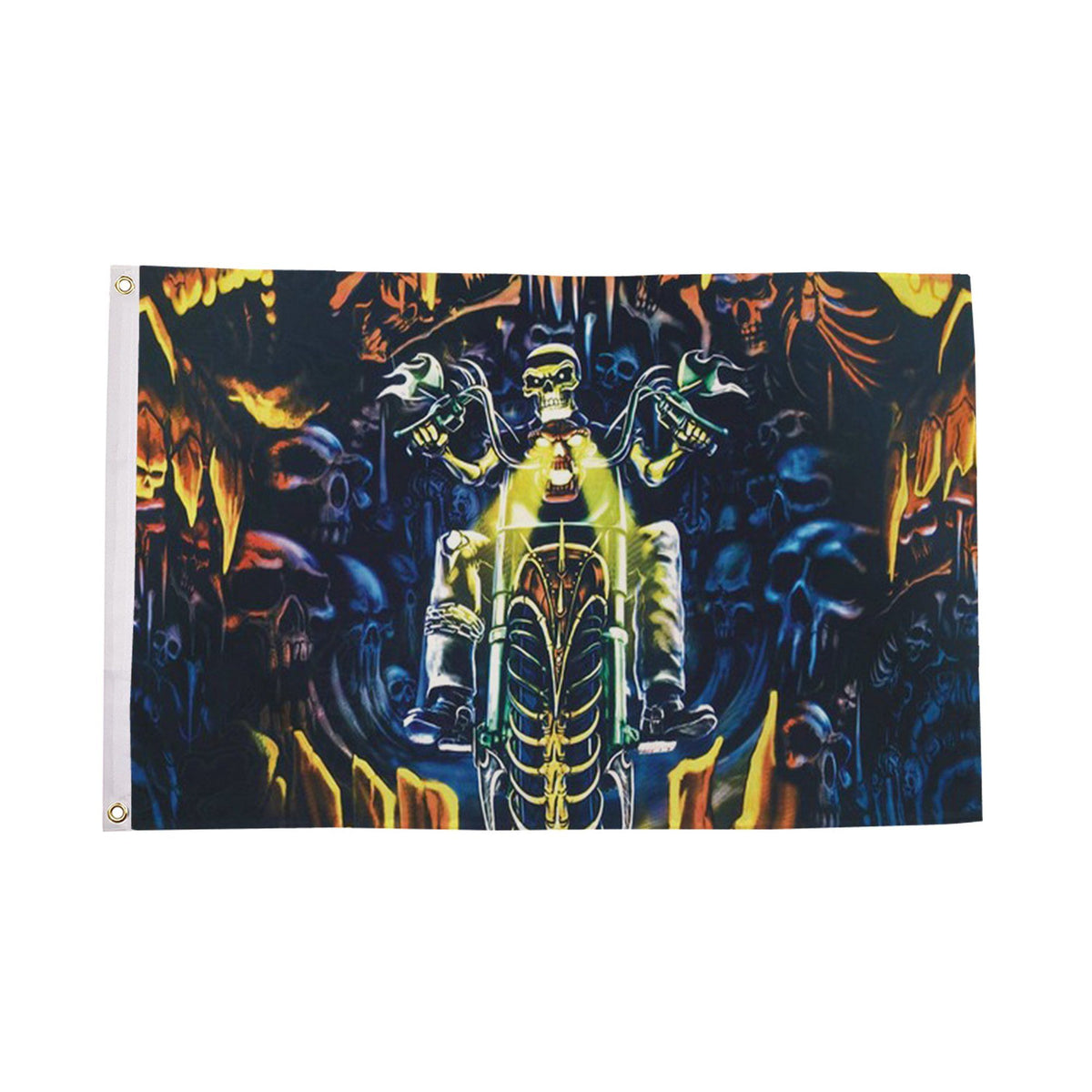 Flagmania Skull with Motorcycle 5ft x 3ft Polyester Flag