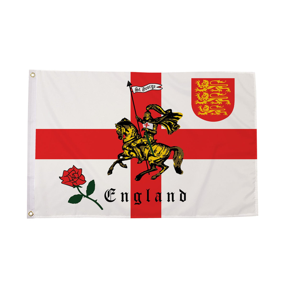 Flagmania St George Charger 3ft x 2ft Polyester Flag on white background