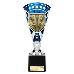 Personalised Cobra Darts Star Cup Award 230mm – Blue and Silver with Free Engraving