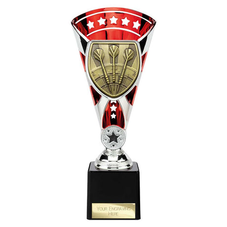 Personalised Cobra Darts Star Cup Award 230mm – Red and Silver with Free Engraving