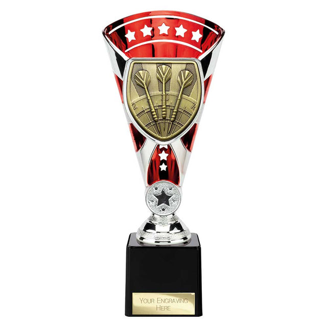 Personalised Cobra Darts Star Cup Award 230mm – Red and Silver with Free Engraving