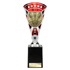 Personalised Cobra Darts Star Cup Award 255mm – Red and Silver with Free Engraving 