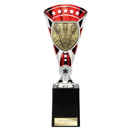 Personalised Cobra Darts Star Cup Award 255mm – Red and Silver with Free Engraving 