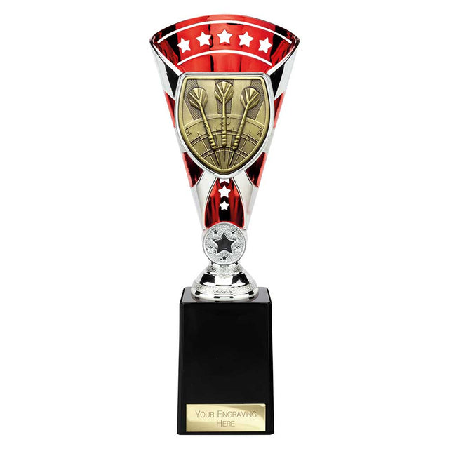 Personalised Cobra Darts Star Cup Award 255mm – Red and Silver with Free Engraving 