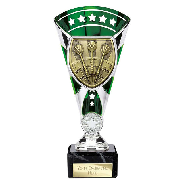 Personalised Cobra Darts Star Cup Award 210mm – Green and Silver with Free Engraving