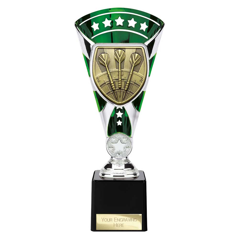 Personalised Cobra Darts Star Cup Award 230mm – Green and Silver with Free Engraving