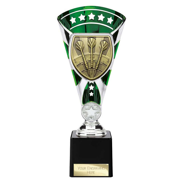 Personalised Cobra Darts Star Cup Award 230mm – Green and Silver with Free Engraving
