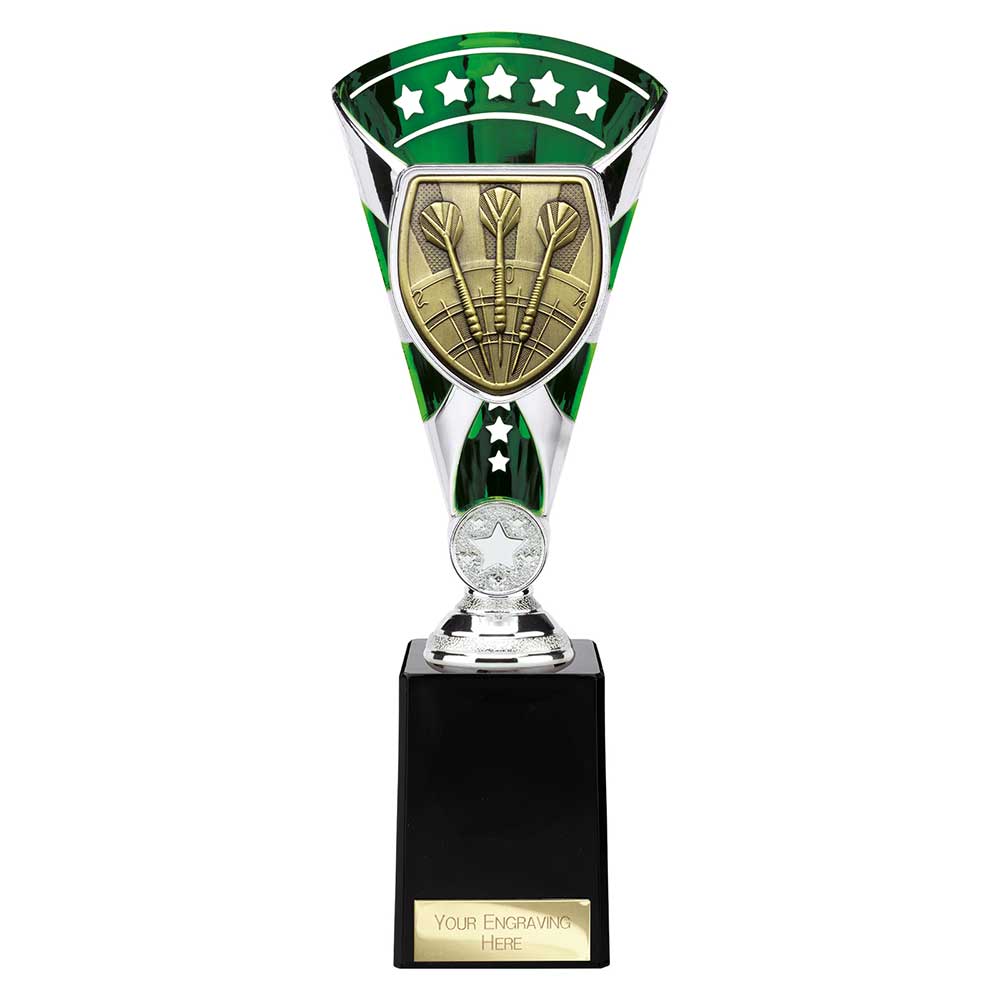 Personalised Cobra Darts Star Cup Award 255mm – Green and Silver with Free Engraving