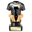 Black Viper Legend black and gold resin football strip trophy with personalised engraving plate