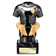 Black Viper Legend black and gold resin football strip trophy with personalised engraving plate