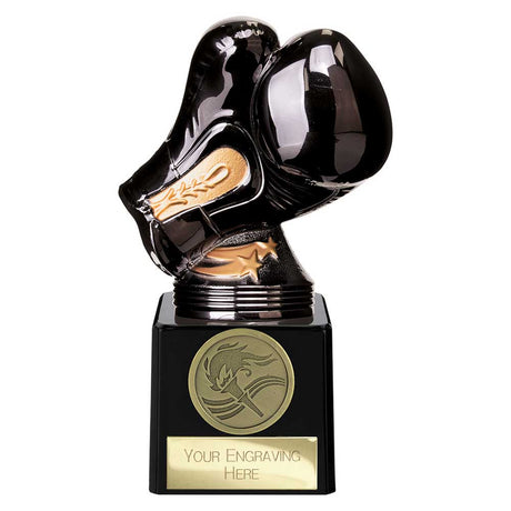 Black Viper Boxing Legend resin trophy with 25mm boxing centre and personalised engraving plate.