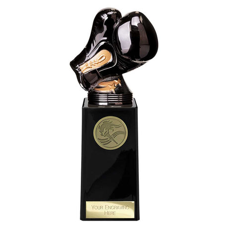 Black Viper Boxing Legend resin trophy with 25mm boxing centre and personalised engraving plate.