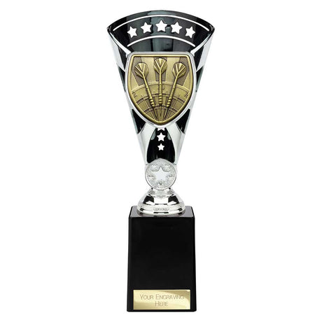 Personalised Cobra Darts Star Cup Award 255mm – Black and Silver with Free Engraving
