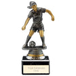 Female Football Figure Trophy with antique silver and gold finish and FREE personalised engraving.