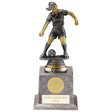 Female Football Figure Trophy with 25mm centre, antique silver and gold finish and FREE personalised engraving.
