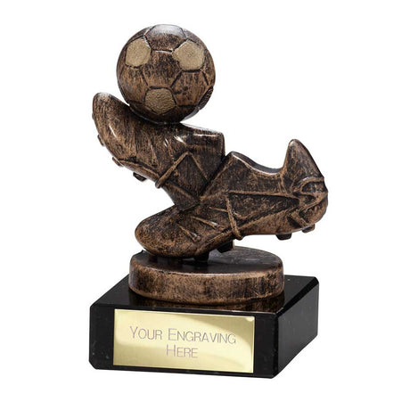 Agility Boot & Ball resin football trophy with free personalised engraving on a black base.