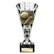 Cobra Star Cup silver football boot and ball trophy with personalised engraving plate
