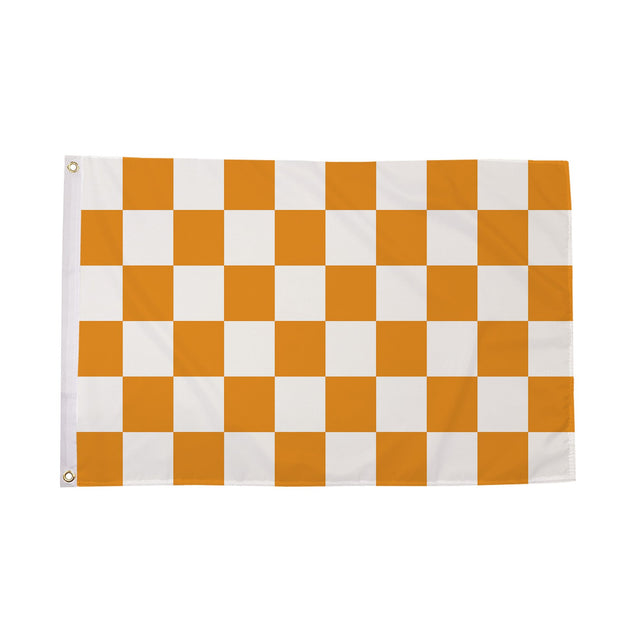 Flagmania Tangerine and White Check 5ft x 3ft Polyester Flag