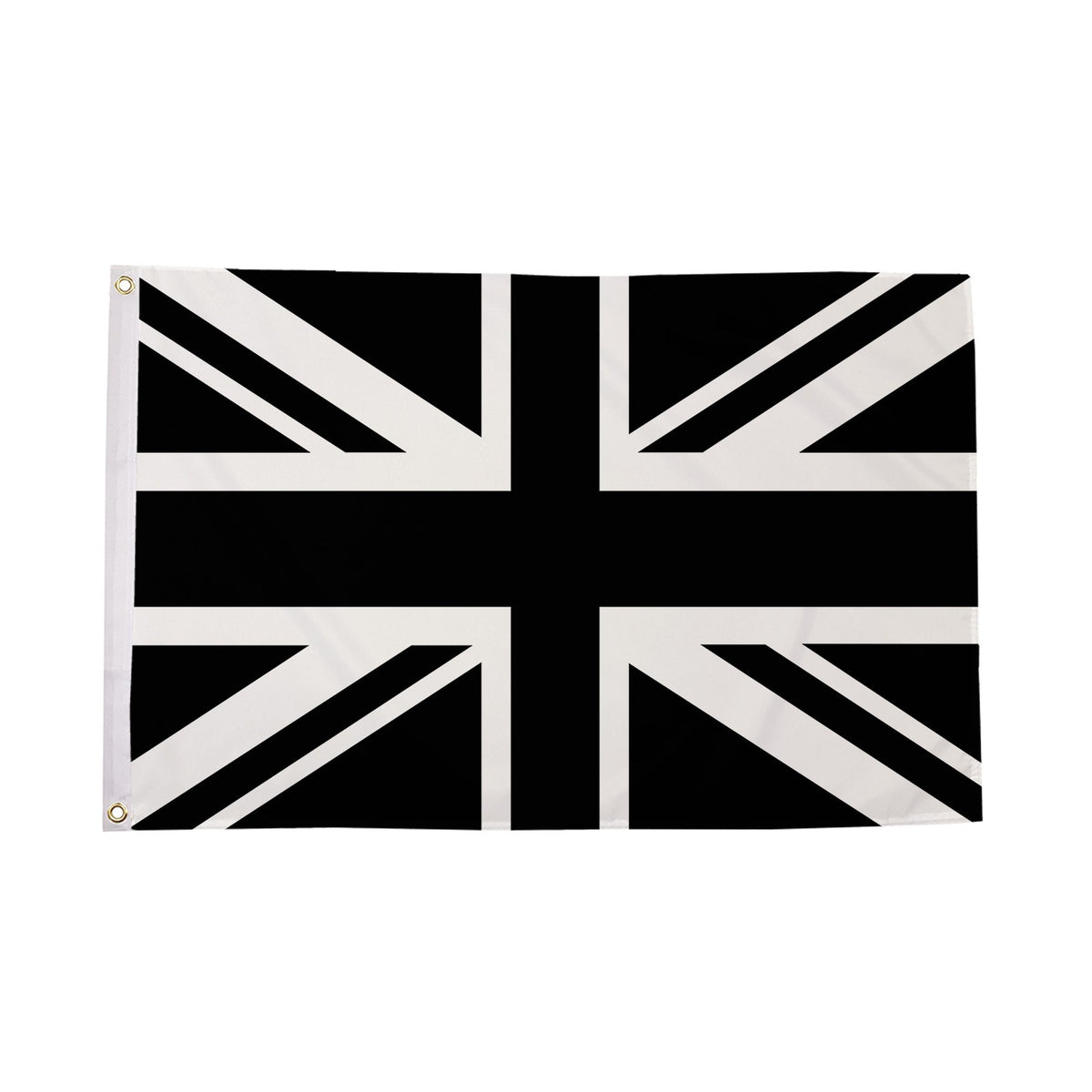 Flagmania Union Jack Black 3ft x 2ft Polyester Flag on white background