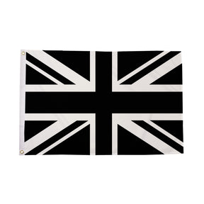 Flagmania Union Jack Black 3ft x 2ft Polyester Flag on white background