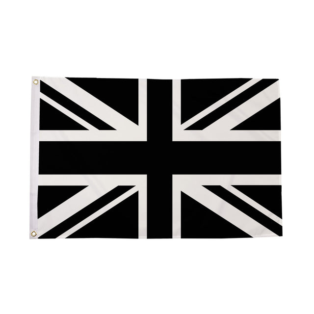 Flagmania Union Jack Black 3ft x 2ft Polyester Flag on white background