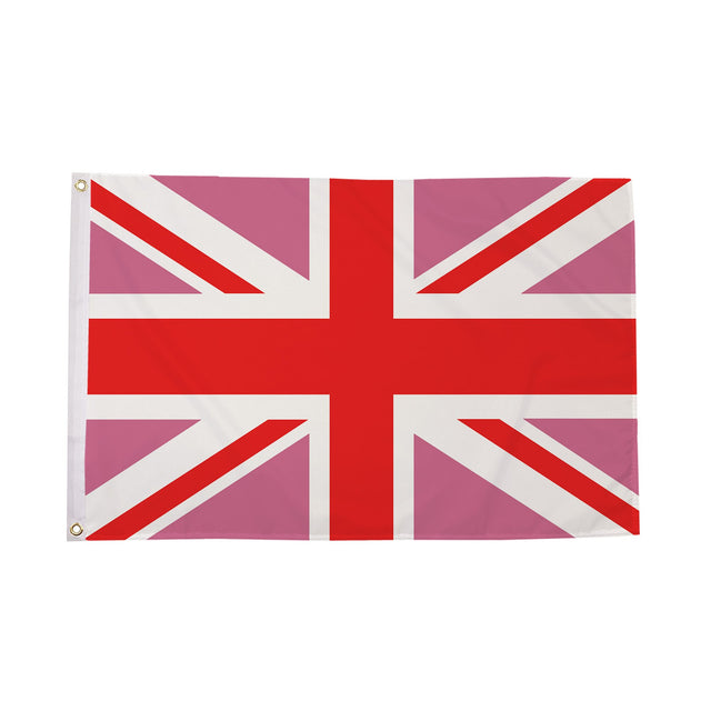Flagmania Union Jack Pink 3ft x 2ft Polyester Flag on white background
