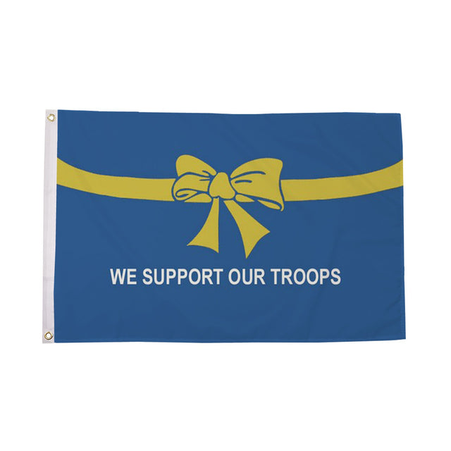 Flagmania We Support Our Troops (blue) 3ft x 2ft Polyester Flag on white background