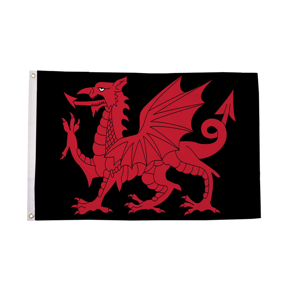 Flagmania Welsh Dragon Black 3ft x 2ft Polyester Flag on white background