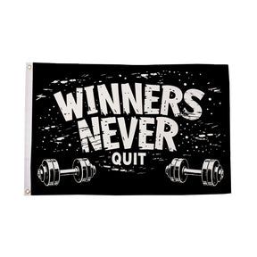 Flagmania Winners Never Quit 5ft x 3ft Polyester Flag