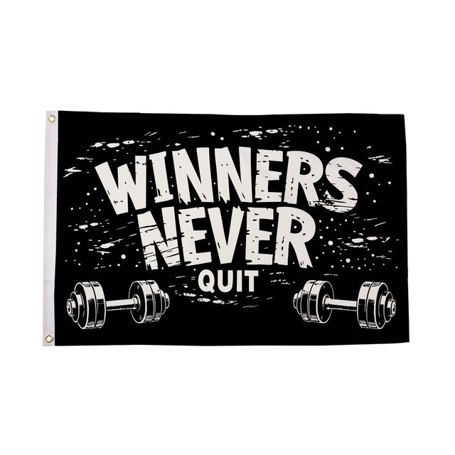 Flagmania Winners Never Quit 5ft x 3ft Polyester Flag