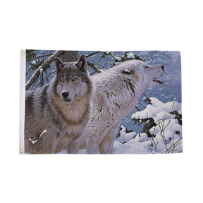Flagmania Wolf Snow Scene 5ft x 3ft Polyester Flag