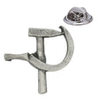 Antique silver hammer and sickle pewter lapel pin badge with rear butterfly clasp