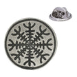 Round antique silver Helm of Terror Helm of Awe pewter lapel pin badge with eight-armed Norse symbol and rear clasp
