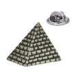Antique silver Egyptian pyramid pewter lapel pin with textured stone blocks and rear butterfly clasp