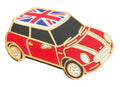 Classic Car With Union Jack Roof, Red Sports Car Enamel Lapel Pin Badge P212 image 0