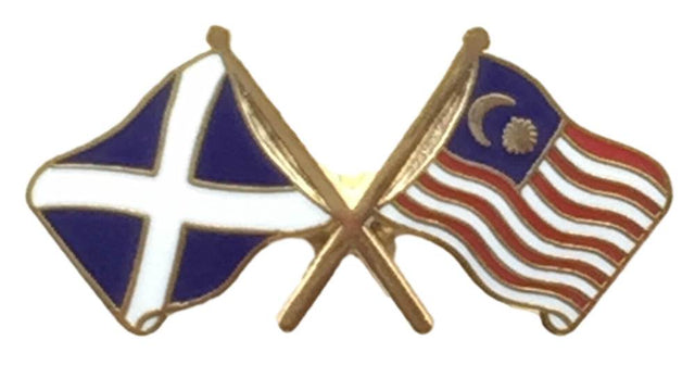 Scotland & Malaysia Flags Friendship Courtesy Enamel Lapel Pin Badge T541 image 0
