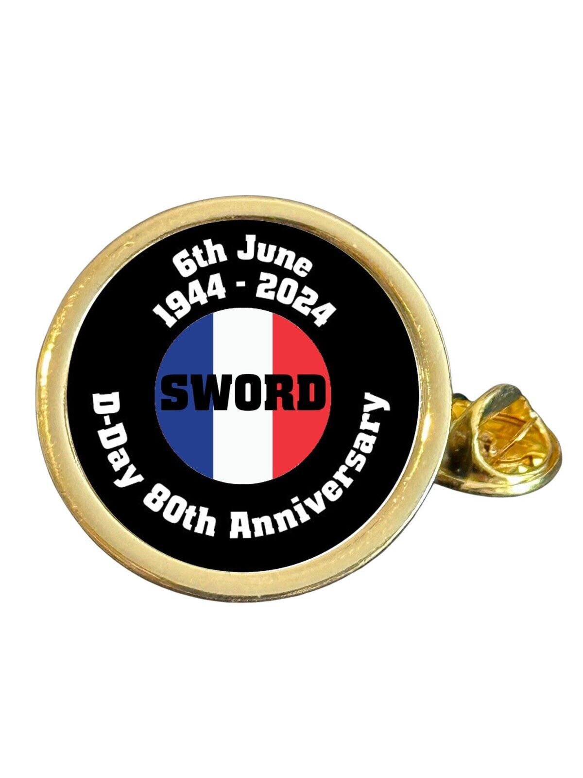 D-Day 80th Anniversary “SWORD” 1944-2024 France Gold Plated Lapel Pin Badge image 0