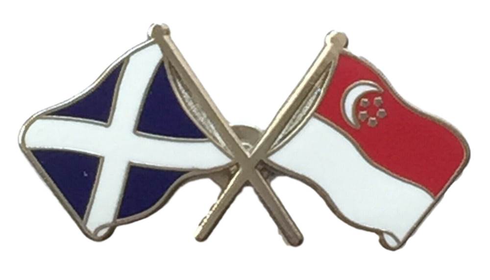 Scotland & Singapore Flags Friendship Courtesy Enamel Lapel Pin Badge T543 image 0