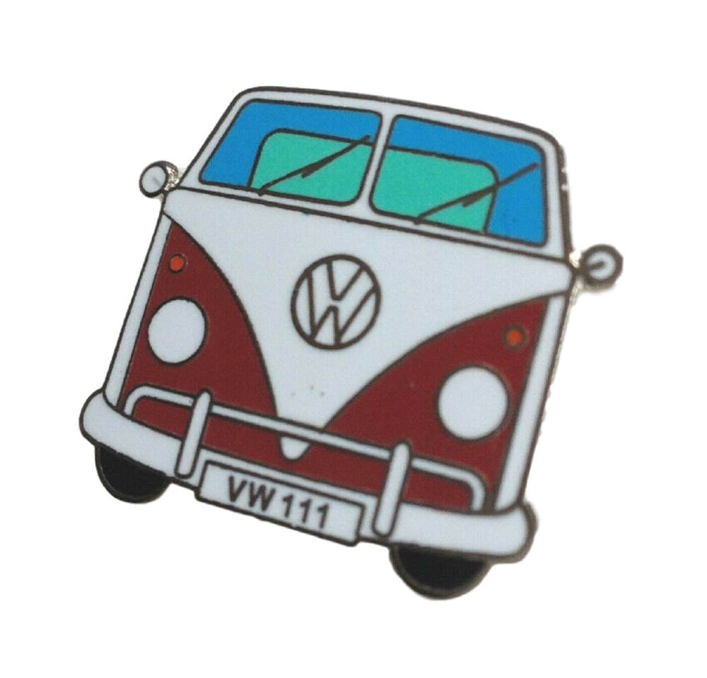 Nostalgic Classsic  Camper Van  Maroon Mauve Enamel LapeL Pin Badge image 0