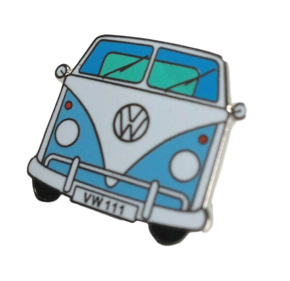 Nostalgic Classsic Camper Van  Blue Enamel LapeL Pin Badge image 0