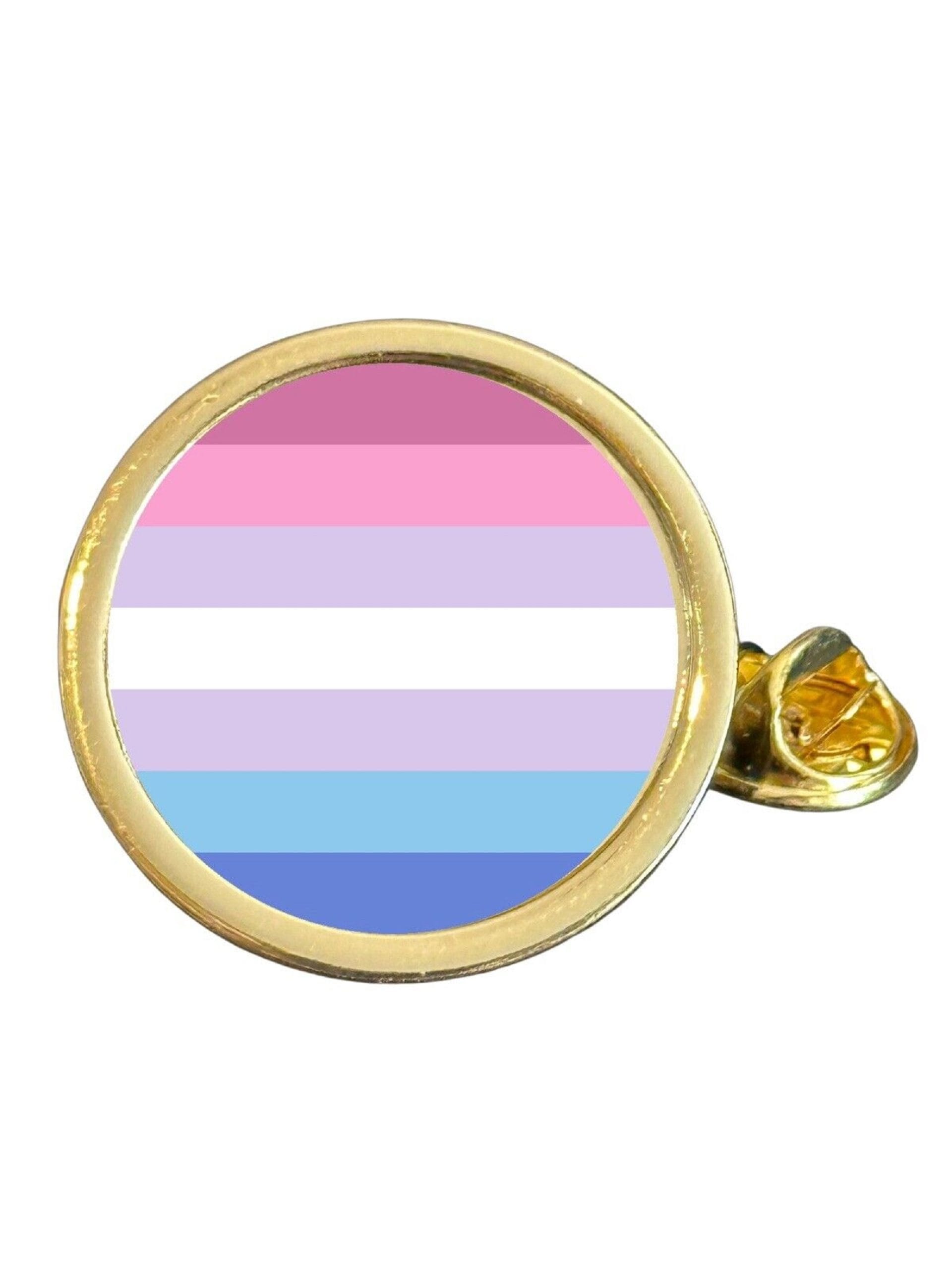 Bigender LGBTQ+ Gay Pride Gold Plated Domed Lapel Pin Badge in Bag image 0
