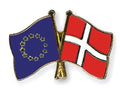 EU European Union & Denmark Flags Friendship Courtesy Enamel Lapel Pin Badge image 0