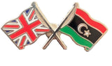 Union Jack & Libya Islands Flags Friendship Courtesy enamel Lapel Pin Badge T114 image 1