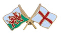 Wales & England Flags Friendship Courtesy Enamel Lapel Pin Badge T276 image 0