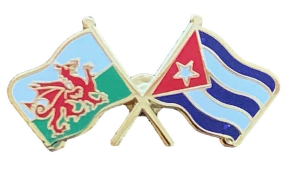 Wales & Cuba Flags Friendship Courtesy Enamel Lapel Pin Badge T1066 image 1
