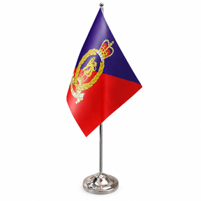 Adjutant General Corps 9 x 6 inch satin table flag with telescopic chrome pole and base