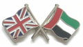Union Jack and U.A.E.  Friendship Courtesy Enamel Lapel Pin Badge image 0